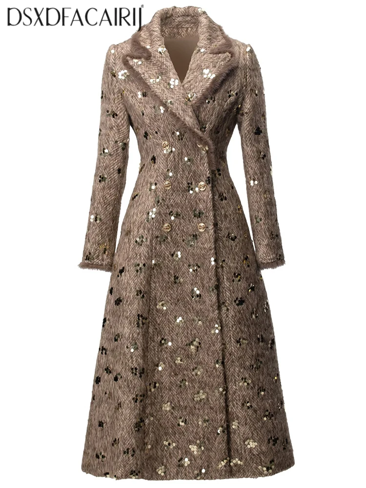 DSXDFACAIRIJ женское двубортное пальто с блестками и перьями с отложным воротником и длинными рукавами, уличная верхняя одежда на осень
DSXDFACAIRIJ женское двубортное пальто с блестками и перьями с отложным воротником и длинными рукавами, уличная верхняя одежда на осень