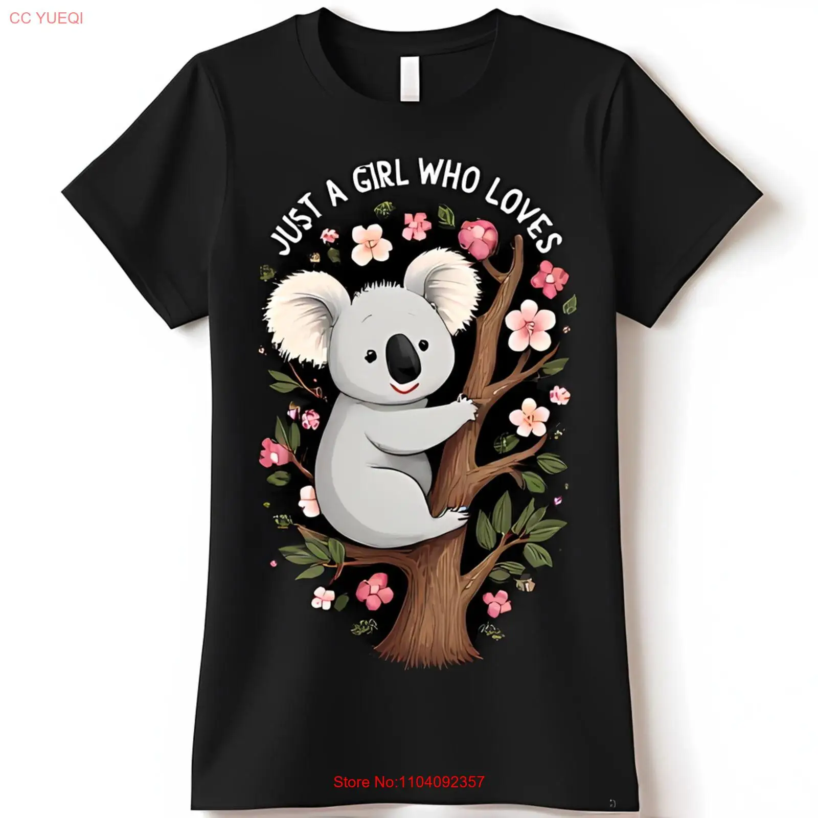 Just a Girl Who Loves Koalas T-Shirt Black Tee with Cute Bear & Pink Flowers
Just a Girl Who Loves Koalas T-Shirt Black Tee with Cute Bear & Pink Flowers
