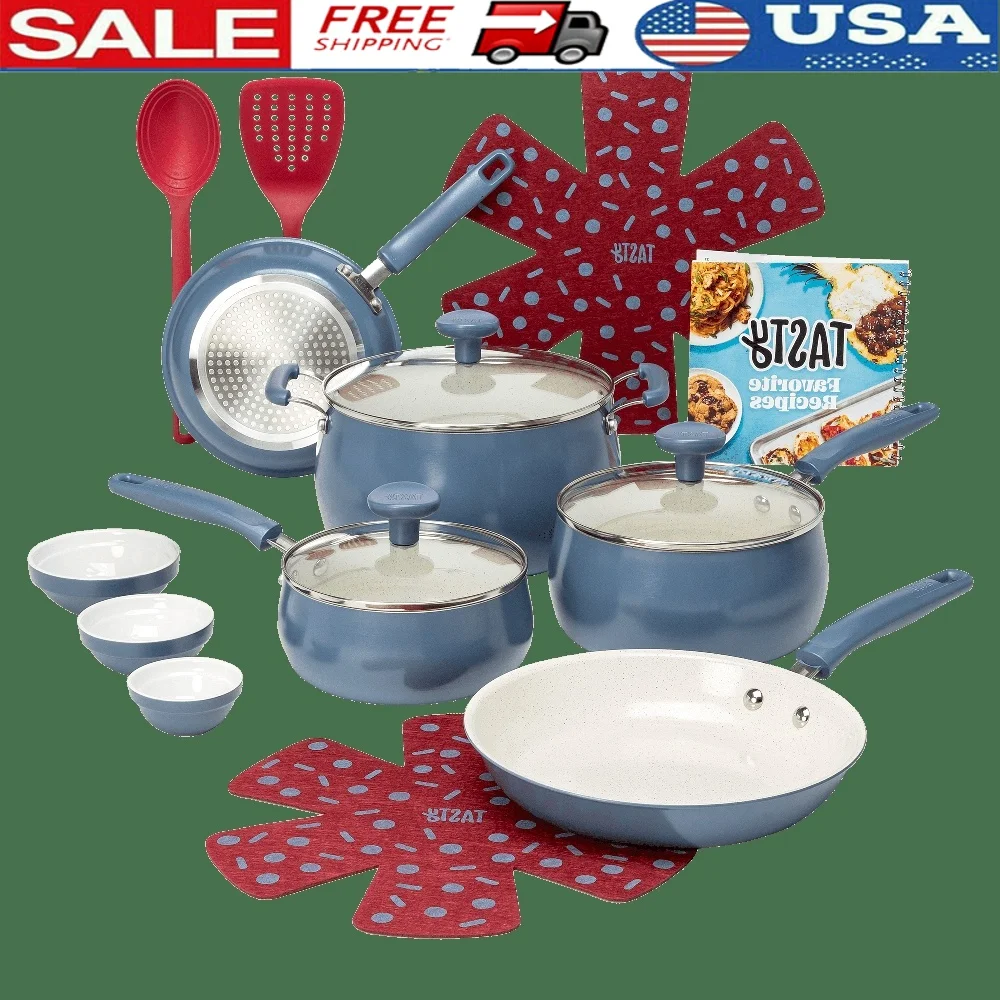 16 Piece Non-Stick Aluminum Cookware Set with Reinforced Ceramic Coating Induction Compatible Dishwasher Safe Includes Cooking
16 Piece Non-Stick Aluminum Cookware Set with Reinforced Ceramic Coating Induction Compatible Dishwasher Safe Includes Cooking