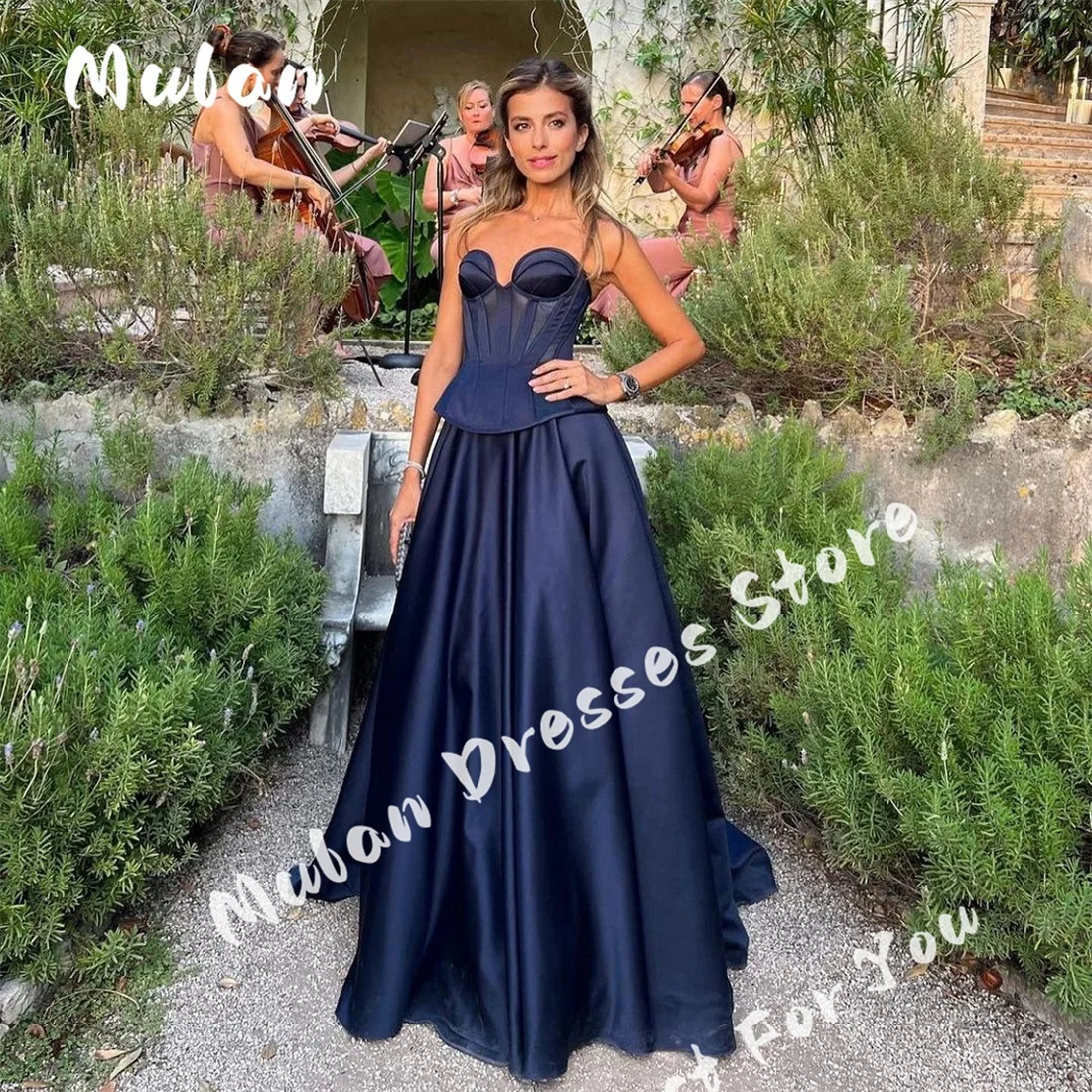 Sweetheart A-line Navy Blue Prom Dresses Sleeveless Floor-length Evening Dresses 2024 New Formal Occasion Party Gown 
Sweetheart A-line Navy Blue Prom Dresses Sleeveless Floor-length Evening Dresses 2024 New Formal Occasion Party Gown