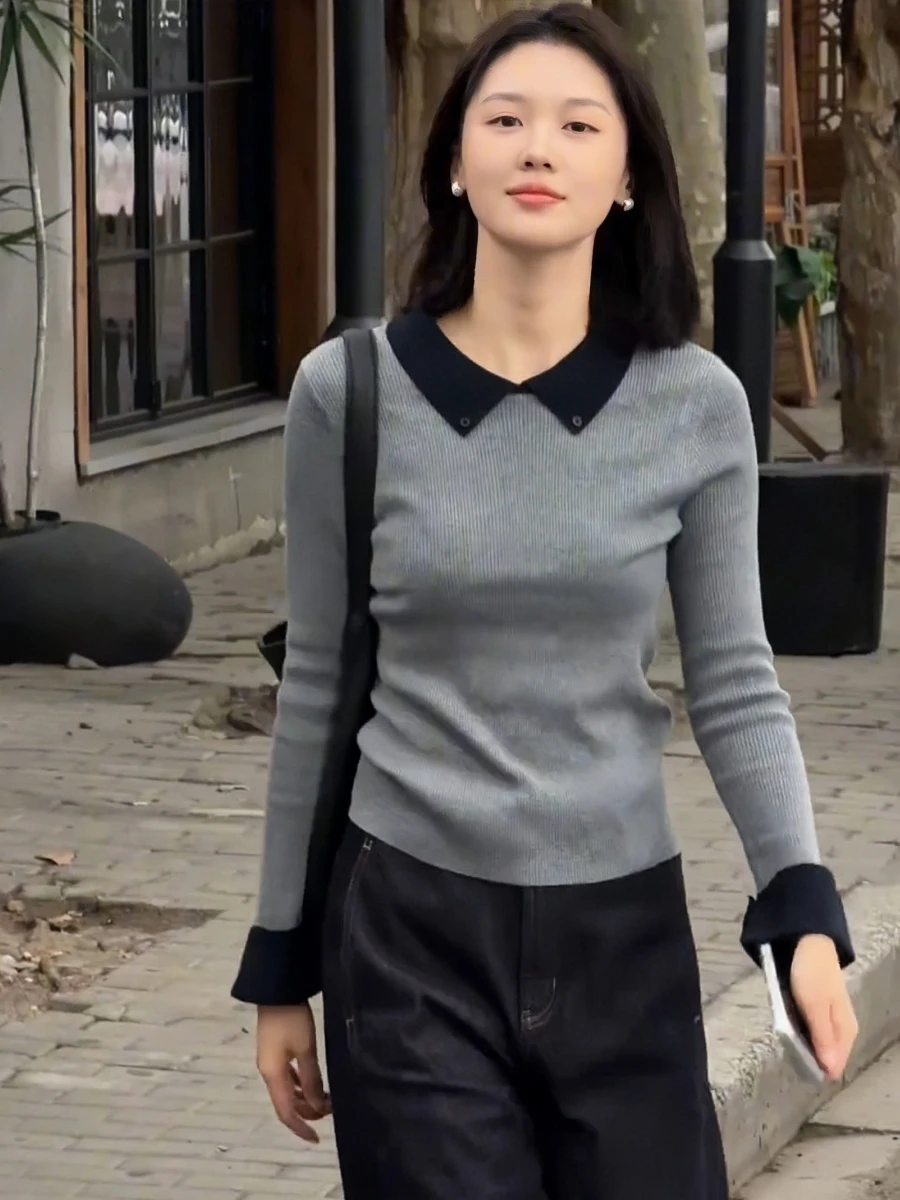 Модная женская шерстяная вязаная кофта с цветными вставками, осенне-зимняя, приталенная, базовый слой, с воротником
Модная женская шерстяная вязаная кофта с цветными вставками, осенне-зимняя, приталенная, базовый слой, с воротником