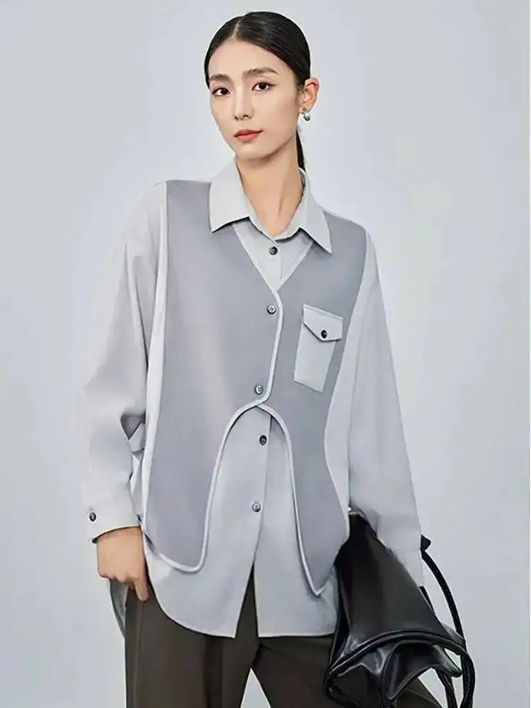 Fashion Faek 2 Piece Shirt Women's Lapel Loose Single Breasted Long Sleeves Contrast Color Blouse Summer New 7AROS
Fashion Faek 2 Piece Shirt Women's Lapel Loose Single Breasted Long Sleeves Contrast Color Blouse Summer New 7AROS