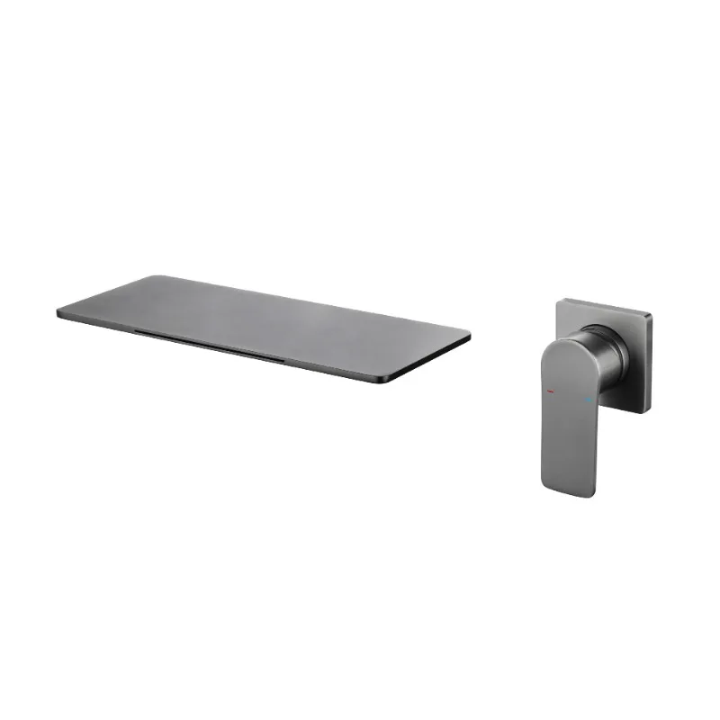 All-copper gun gray concealed basin faucet, wall-type hot and cold concealed wall-out waterfall faucet 
All-copper gun gray concealed basin faucet, wall-type hot and cold concealed wall-out waterfall faucet