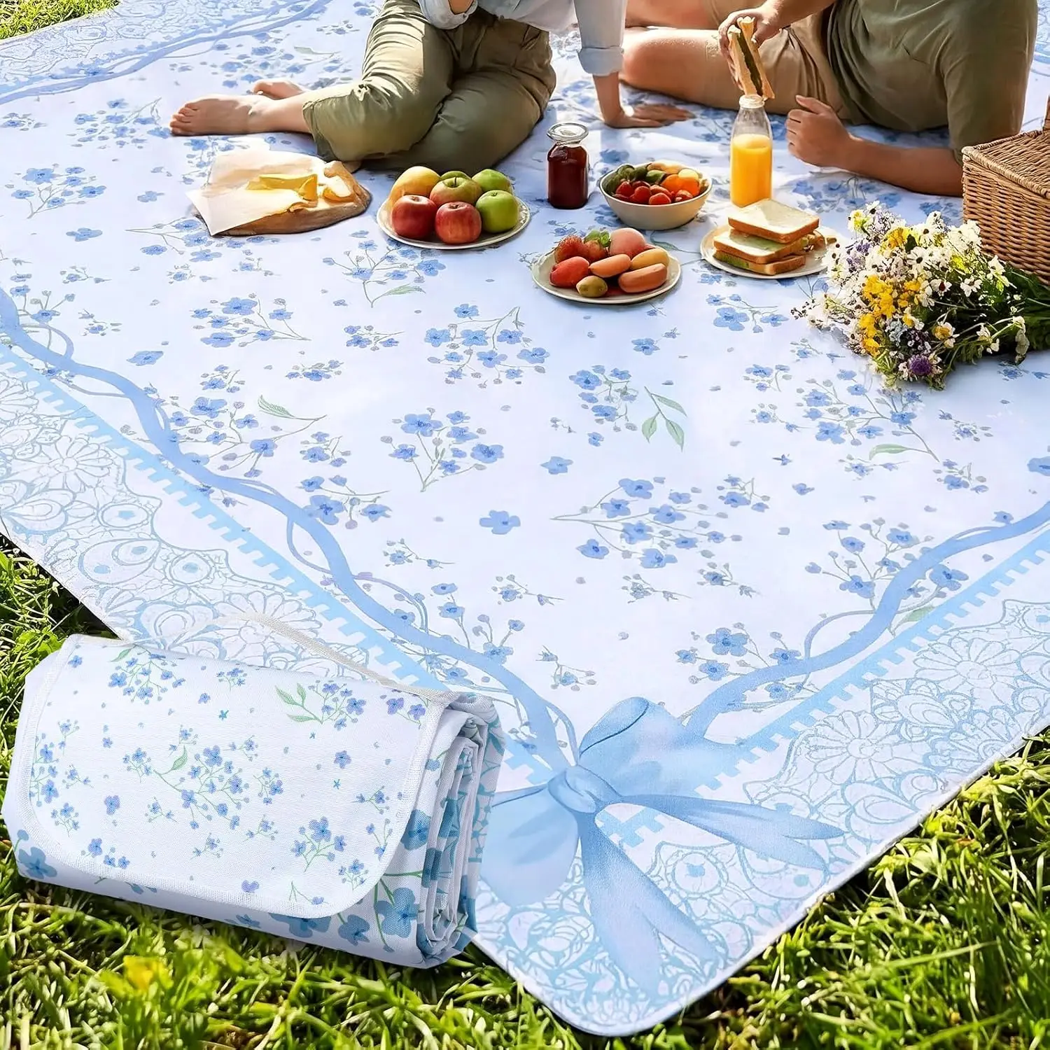 Floral Extra Large Picnic Blanket 79''x79'' Blue Waterproof Foldable Blankets Sandproof Picnic Mat for Beach Spring Camping G
Floral Extra Large Picnic Blanket 79''x79'' Blue Waterproof Foldable Blankets Sandproof Picnic Mat for Beach Spring Camping G