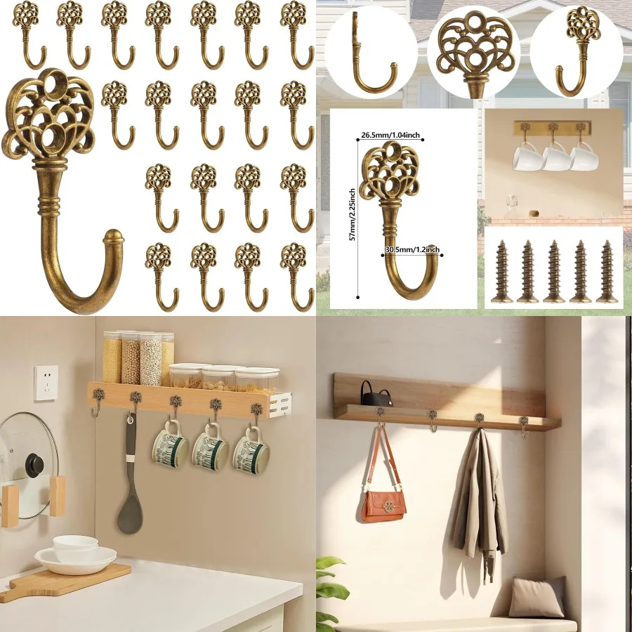 20 PCS Vintage Metal Wall Hooks Bohemian Decorative Hook with Screws for Bathroom Bedroom and Entryway Ideal for Hanging Towels
20 PCS Vintage Metal Wall Hooks Bohemian Decorative Hook with Screws for Bathroom Bedroom and Entryway Ideal for Hanging Towels