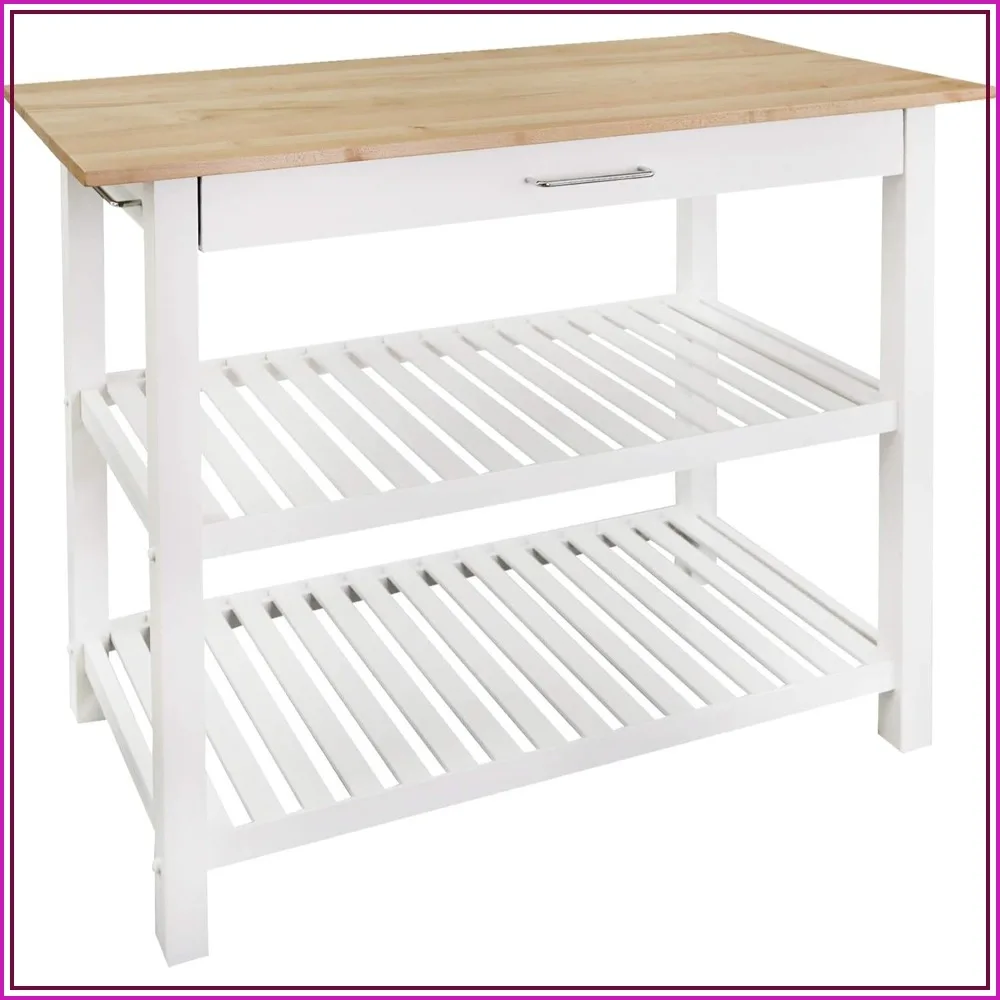 Solid American Hardwood Top Kitchen Island, 40" W, Natural/White
Solid American Hardwood Top Kitchen Island, 40" W, Natural/White