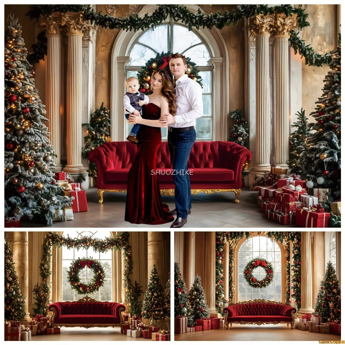 Merry Christmas Backdrop Xmas Tree Gifts Window Red Curtain Wreath Room Interior Family Portrait Photography Background Decor
Merry Christmas Backdrop Xmas Tree Gifts Window Red Curtain Wreath Room Interior Family Portrait Photography Background Decor