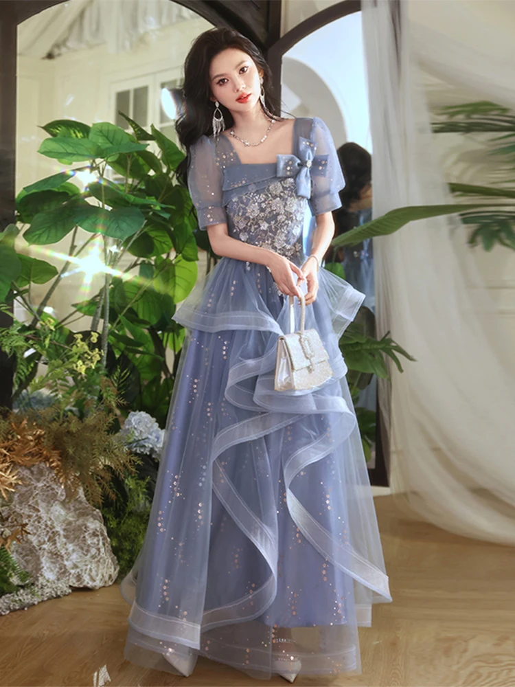 Blue plus Size Evening Gown Wedding Dr Princ Sle High Waist Ball Gown for Women's Ceremony And Performance
Blue plus Size Evening Gown Wedding Dr Princ Sle High Waist Ball Gown for Women's Ceremony And Performance