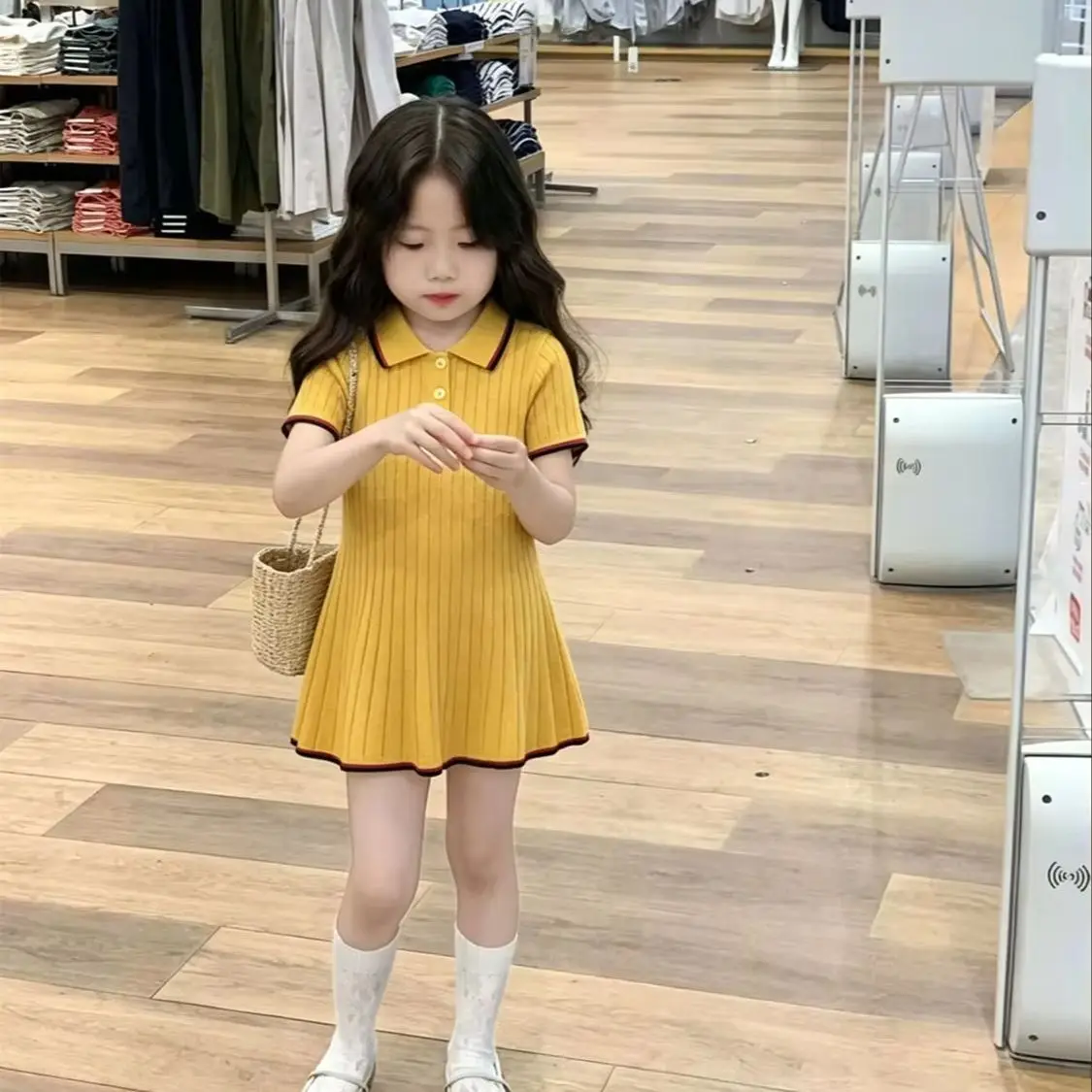 Girls Summer Dress New Children's Yellow Polo Neck Knitted Short Sleeve Dress Waist-Cinching A-Line Dress KFashion Clothing
Girls Summer Dress New Children's Yellow Polo Neck Knitted Short Sleeve Dress Waist-Cinching A-Line Dress KFashion Clothing
