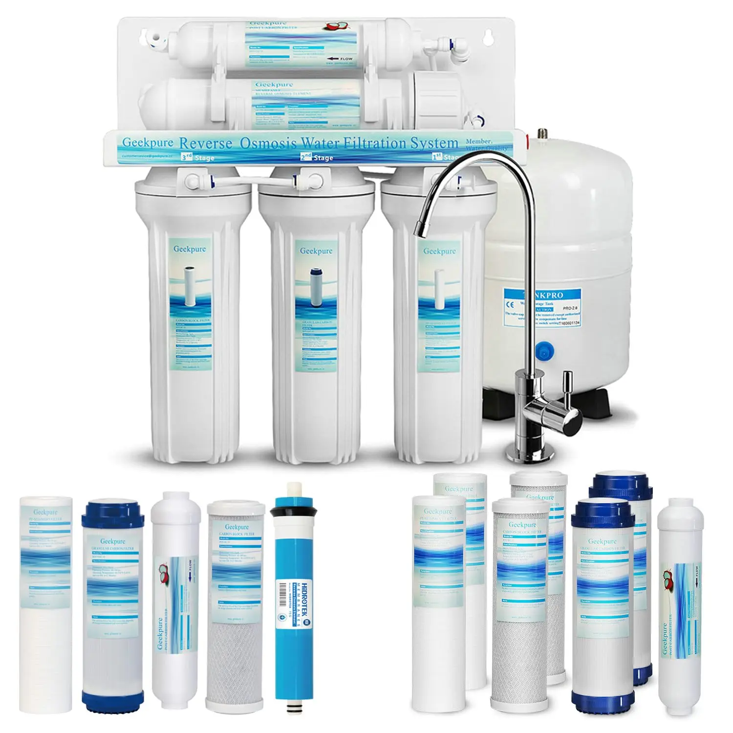 5-Stage Reverse Osmosis RO Drinking Water Filter System with Extra 7 Filters-75 GPD
5-Stage Reverse Osmosis RO Drinking Water Filter System with Extra 7 Filters-75 GPD