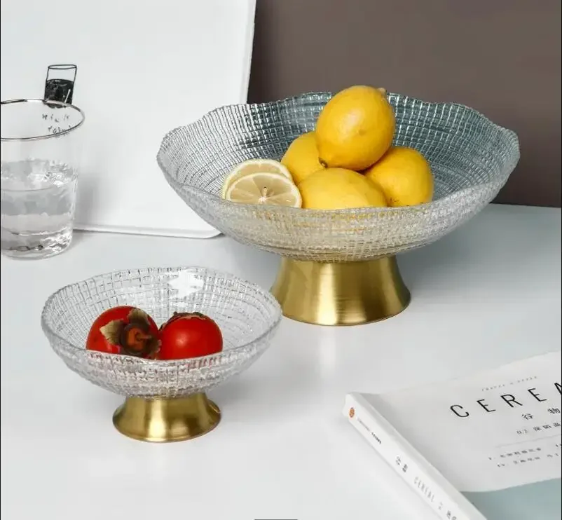 Прозрачная стеклянная тарелка с фруктами, корзина с медным дном, салатница для смешивания закусок, десертные миски, домашние декоративные тарелки
Прозрачная стеклянная тарелка с фруктами, корзина с медным дном, салатница для смешивания закусок, десертные миски, домашние декоративные тарелки