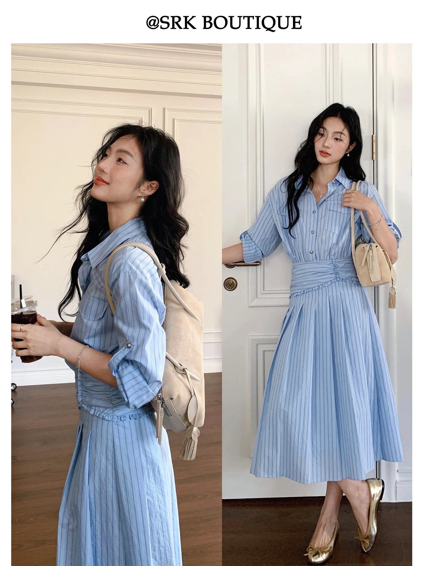 Elegant Shirt Dress Slimming Blue Stripes Waist Cinched Long Sleeve High-End Feelings Maxi Dress French Style Gathered A-Line...
Elegant Shirt Dress Slimming Blue Stripes Waist Cinched Long Sleeve High-End Feelings Maxi Dress French Style Gathered A-Line...