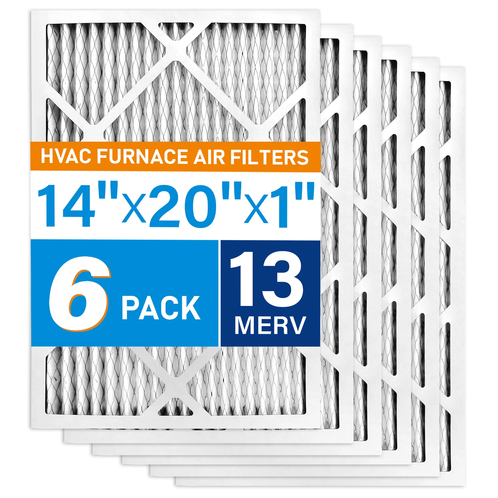 6 Pack 14x20x1 MERV 13 AC Furnace Air Filter, Actual Size: 13.75 x 19.75 x 0.75 inches, Replacement Filters
6 Pack 14x20x1 MERV 13 AC Furnace Air Filter, Actual Size: 13.75 x 19.75 x 0.75 inches, Replacement Filters