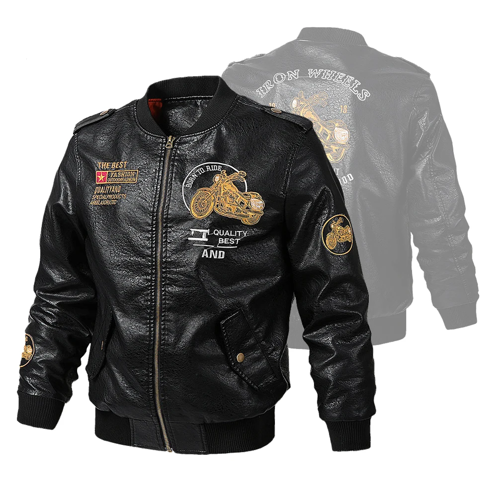 Autumn/Winter Male Leather Jacket New Motorcycle Fake Leather Bomber For Men Fashionable and PU Embroidery Air Force Artificial
Autumn/Winter Male Leather Jacket New Motorcycle Fake Leather Bomber For Men Fashionable and PU Embroidery Air Force Artificial