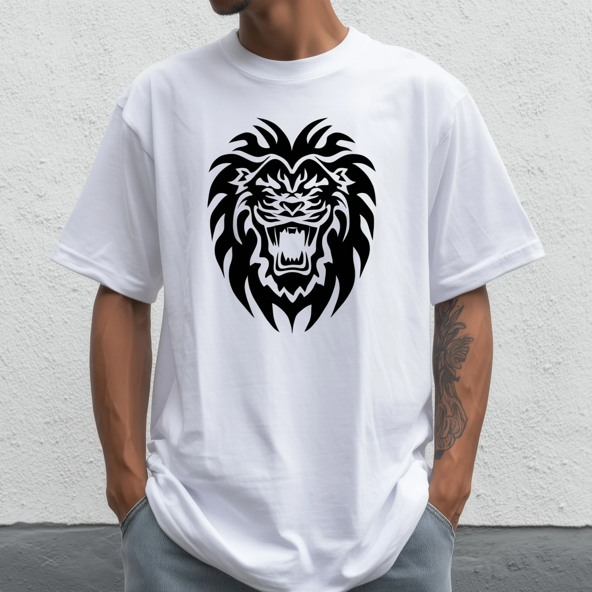 Teevo Men's Casual T-Shirt Tribal Lion Head Print Daily Wear 
Teevo Men's Casual T-Shirt Tribal Lion Head Print Daily Wear