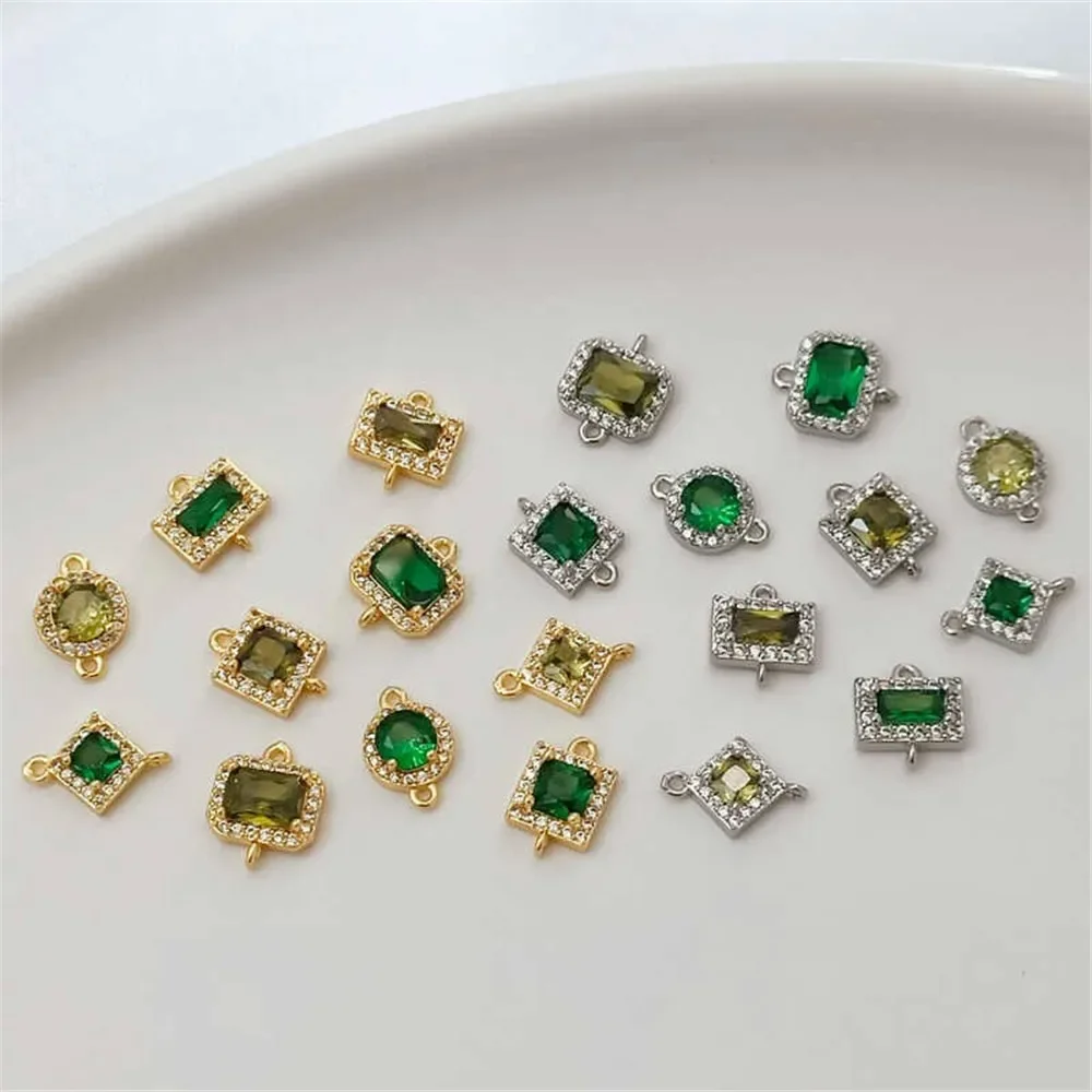 14K Gold-plated, Emerald-olive Green Zircon Round and Square Double Pendant Ring Handmade DIY Jewelry Accessory
14K Gold-plated, Emerald-olive Green Zircon Round and Square Double Pendant Ring Handmade DIY Jewelry Accessory