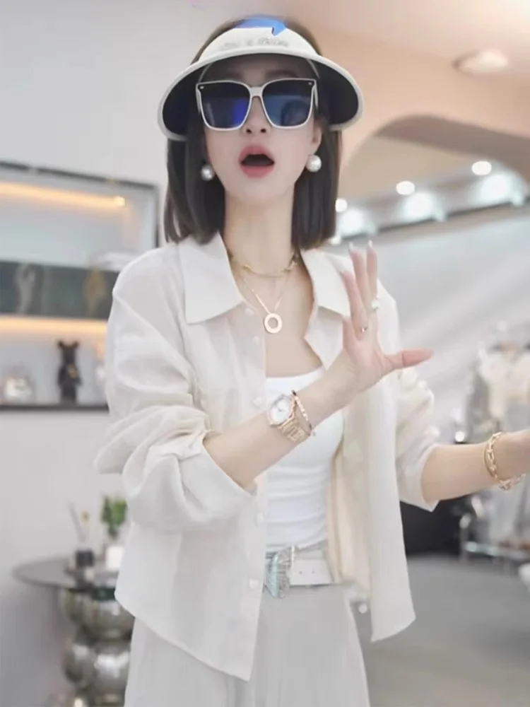 Ice Silk Women's Summer New Fashion Collar Short Pure Color Sun Protection Shirt Outerwear Casual Loose Fit Long Sleeve
Ice Silk Women's Summer New Fashion Collar Short Pure Color Sun Protection Shirt Outerwear Casual Loose Fit Long Sleeve