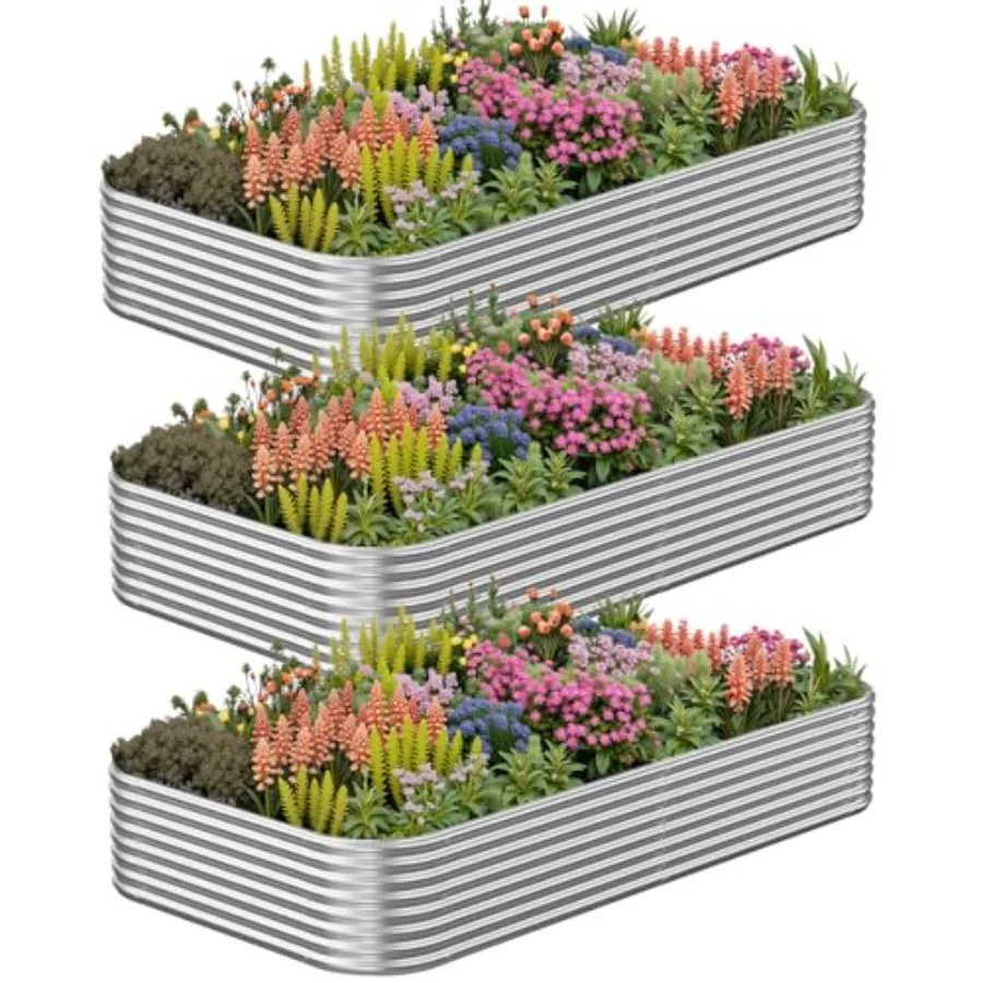 3 Pack Corrugated Galvanized Steel Raised Garden Bed 3x2FT Outdoor Metal Above Ground Garden for Vegetables and Flowers Durable
3 Pack Corrugated Galvanized Steel Raised Garden Bed 3x2FT Outdoor Metal Above Ground Garden for Vegetables and Flowers Durable