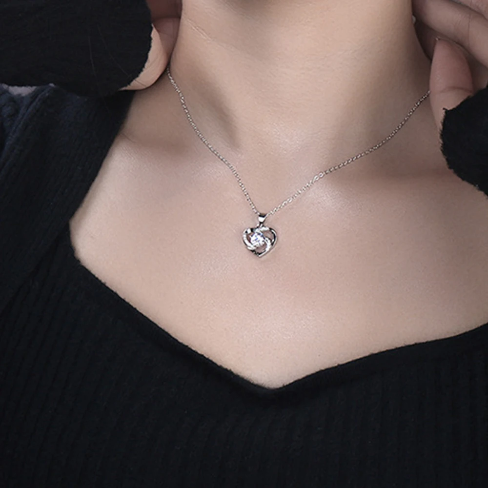New Fashion Heart Pendant Necklace Eternal Heart Colored Gemstone Silver Romantic Women's Necklace Jewelry Anniversary Gift 925
New Fashion Heart Pendant Necklace Eternal Heart Colored Gemstone Silver Romantic Women's Necklace Jewelry Anniversary Gift 925