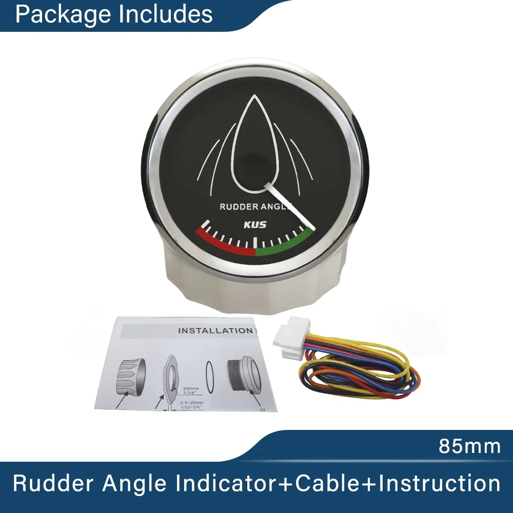 KUS 85mm Rudder Angle Indicator Gauge Adjustable Signal 12Volts 24V with Red Backlight for Boats Yachts Marine
KUS 85mm Rudder Angle Indicator Gauge Adjustable Signal 12Volts 24V with Red Backlight for Boats Yachts Marine