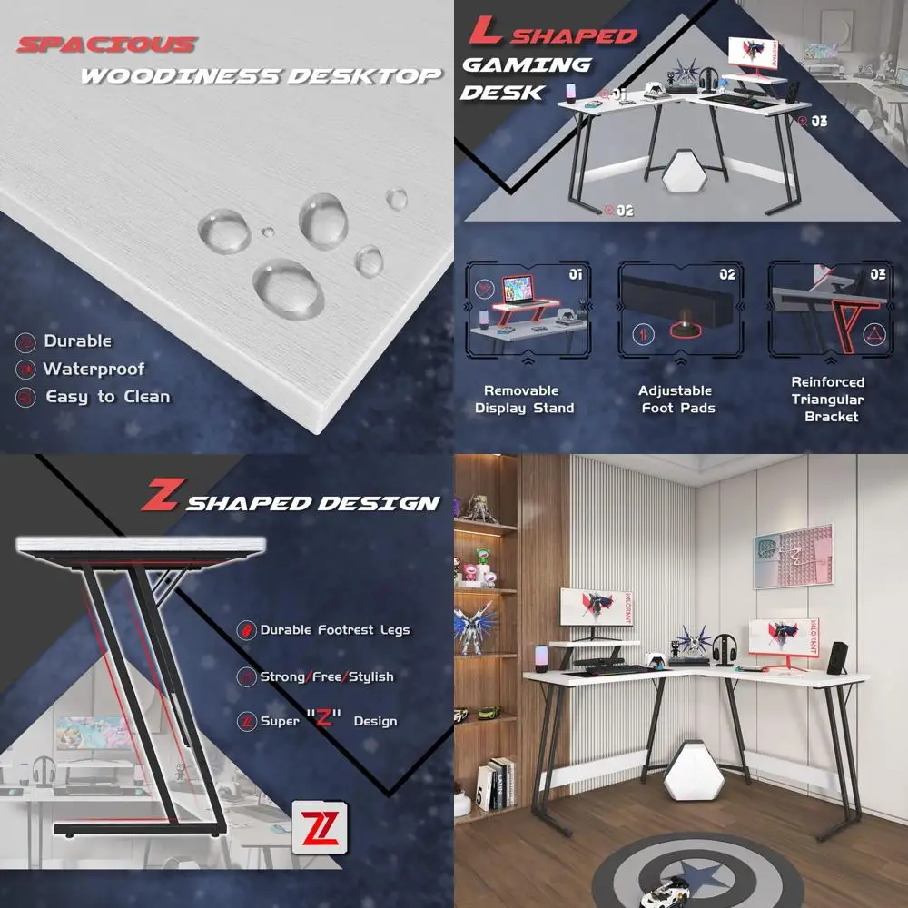 51 Inch White L-Shaped Gaming Desk with Monitor Stand - Sturdy PC Desk for Home Office
51 Inch White L-Shaped Gaming Desk with Monitor Stand - Sturdy PC Desk for Home Office