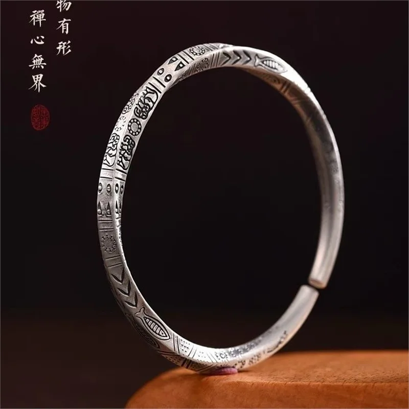 Silver S999 Ring National Trend Solid Bracelet Ancient Unisex Couple Style
Silver S999 Ring National Trend Solid Bracelet Ancient Unisex Couple Style