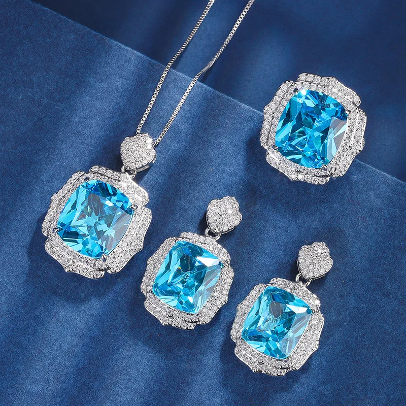 Jewelry Gold Plated Aquamarine Light Luxury Set Pendant 1 Ring 4*16 Earrings 12*14
Jewelry Gold Plated Aquamarine Light Luxury Set Pendant 1 Ring 4*16 Earrings 12*14