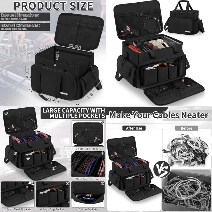 IBVIVIC DJ Cable File Bag with 6 Detachable Dividers High Capacity Gig Cable Bag for Cords, DJ Gear, Sound Instrument and Acces
IBVIVIC DJ Cable File Bag with 6 Detachable Dividers High Capacity Gig Cable Bag for Cords, DJ Gear, Sound Instrument and Acces