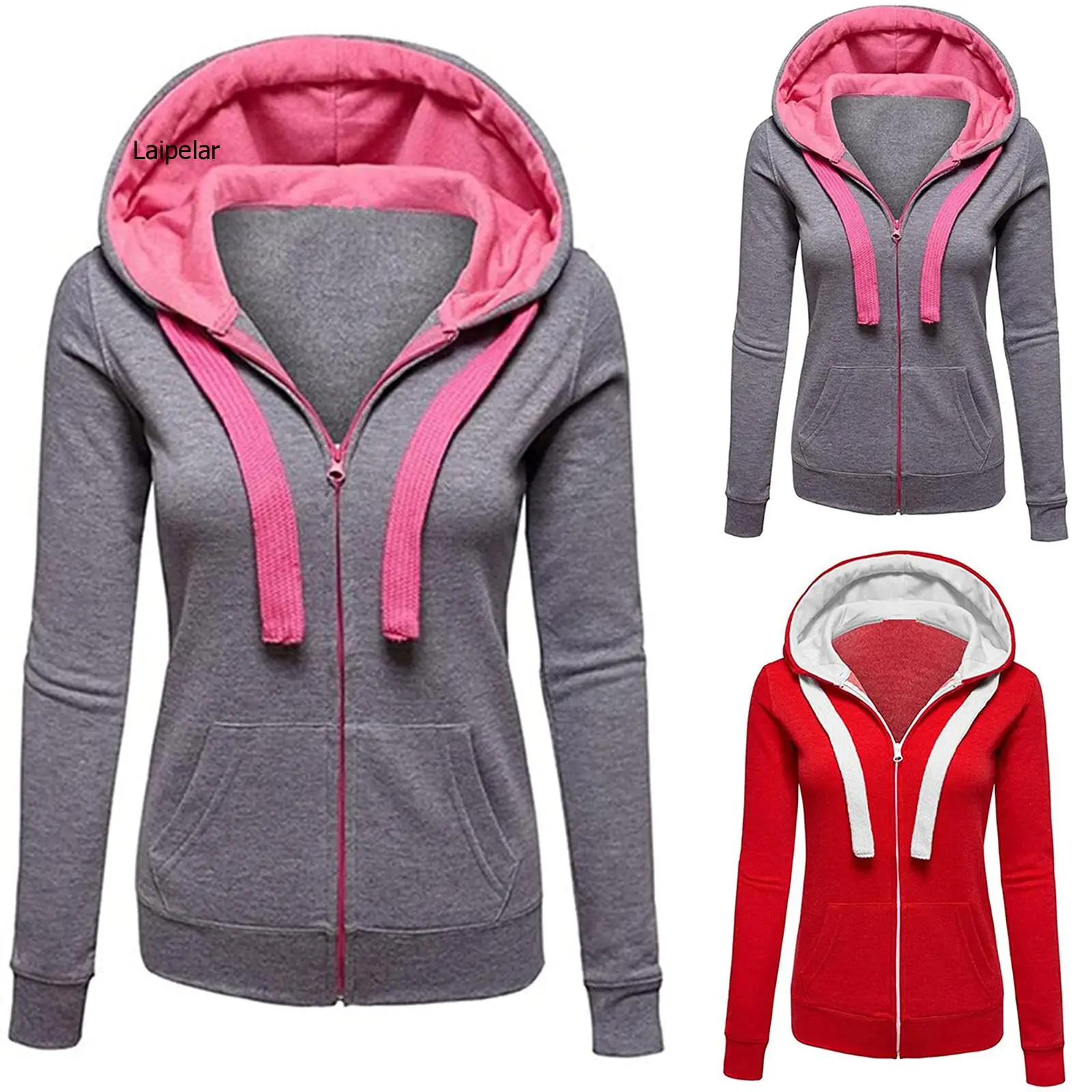 Women Hoodie Pockets Zipper Sports Outwear Coat Autumn Solid Color Long Sleeve Hoodies Women Pocket Coat Sweatshirts
Women Hoodie Pockets Zipper Sports Outwear Coat Autumn Solid Color Long Sleeve Hoodies Women Pocket Coat Sweatshirts