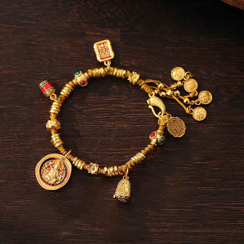 Luxury 24K real gold burnt blue Zakiram handmade retro au9999 golden god of wealth bracelet attract wealth DIY women
Luxury 24K real gold burnt blue Zakiram handmade retro au9999 golden god of wealth bracelet attract wealth DIY women