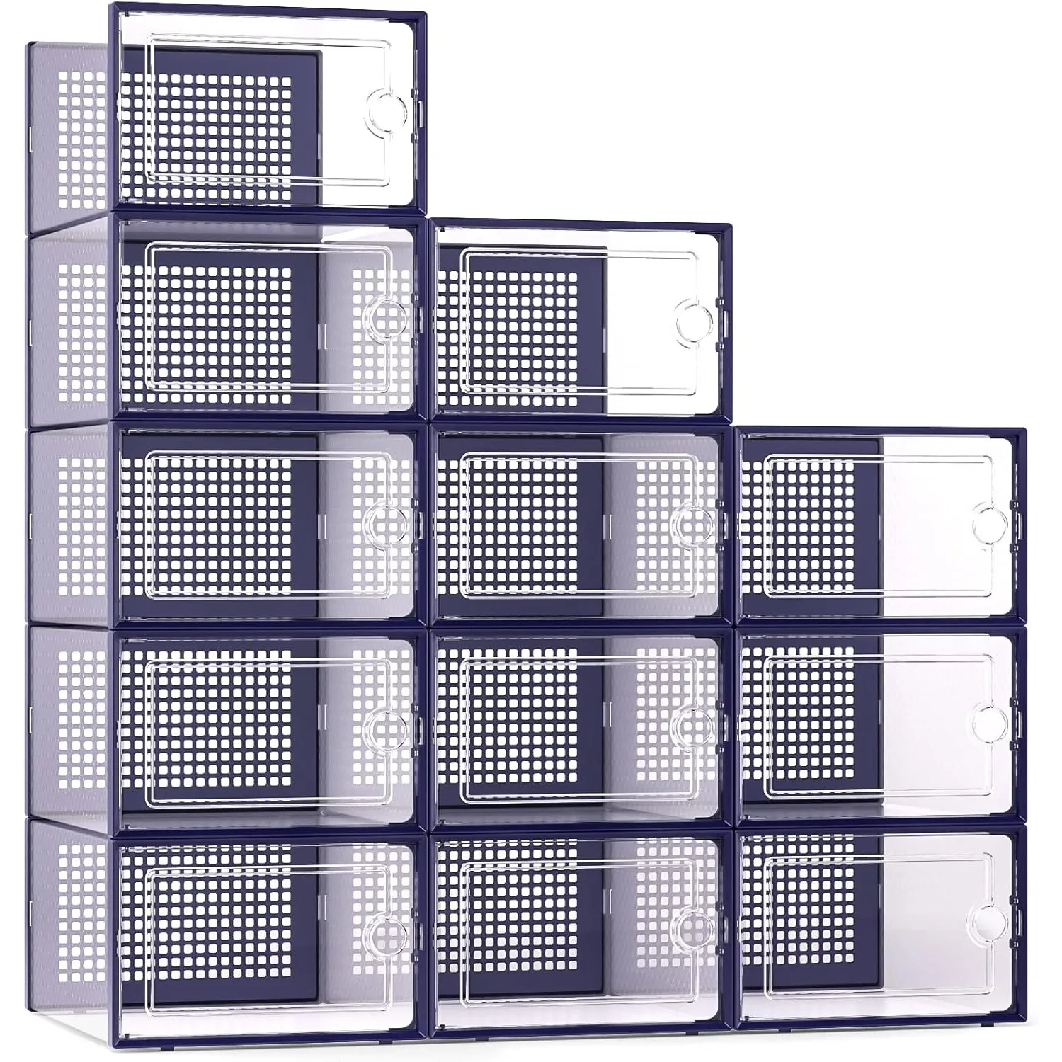 X-Large Shoe Storage Boxes Organizers Clear Plastic Stackable 12 Pack, Shoe Rack & Holder Substitute, Sneaker Containers, Blue
X-Large Shoe Storage Boxes Organizers Clear Plastic Stackable 12 Pack, Shoe Rack & Holder Substitute, Sneaker Containers, Blue