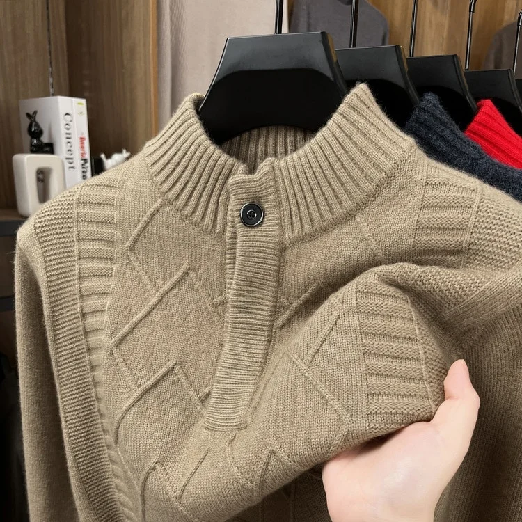 Men's Casual Knitted Sweater Thiened f High Collar Button Loose Fit Warm Base Layer irt Pure Color Busin Sle Long...
Men's Casual Knitted Sweater Thiened f High Collar Button Loose Fit Warm Base Layer irt Pure Color Busin Sle Long...