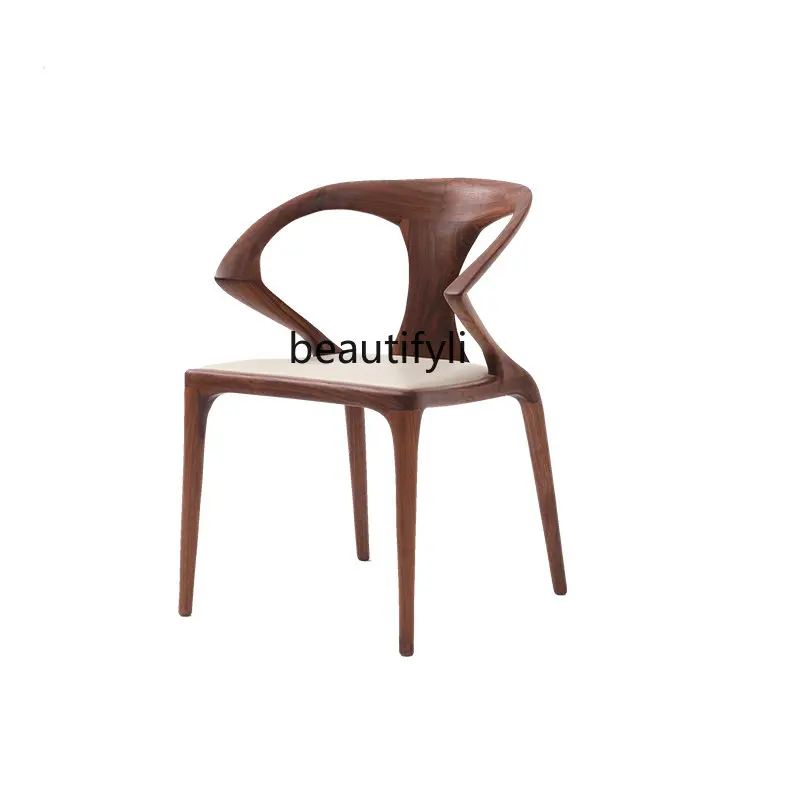Nordic Light Luxury Leisure Chair Dining Room Furniture Black Walnut Genuine Leather Seat Bag Dining Chair
Nordic Light Luxury Leisure Chair Dining Room Furniture Black Walnut Genuine Leather Seat Bag Dining Chair