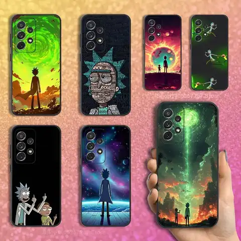 Anime R-RICK&M-MORTYS-ES Phone For Samsung S25,S10,S20,S10,S21,S9,S24,S23,Ultra,FE,Plus,Lite,Soft Silicone Black Cover