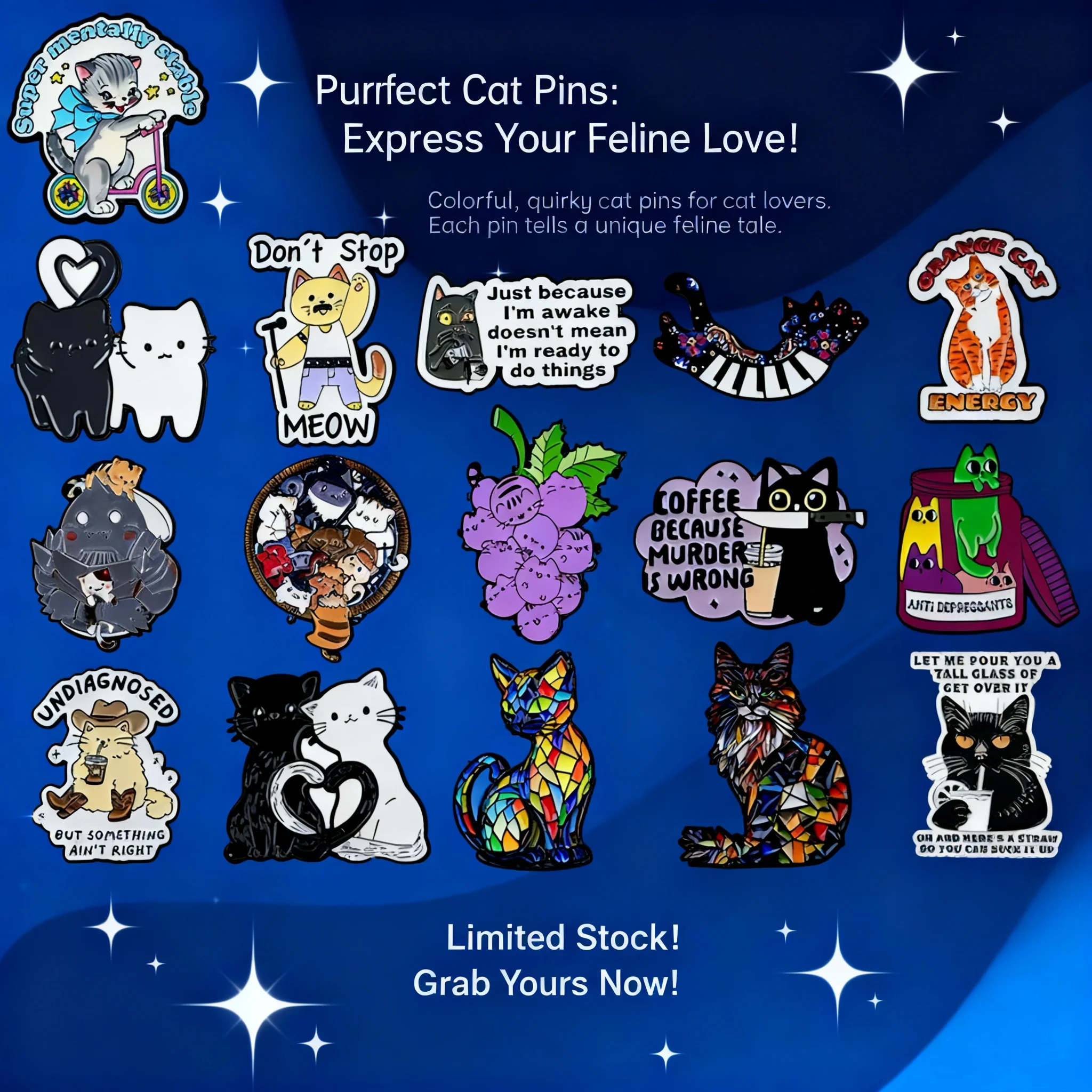 Fashion Cartoon Cat Brooch Pin Badge Alloy Lapel For Clothing Backpack Accessories Wholesale Hot Sale Stock
Fashion Cartoon Cat Brooch Pin Badge Alloy Lapel For Clothing Backpack Accessories Wholesale Hot Sale Stock