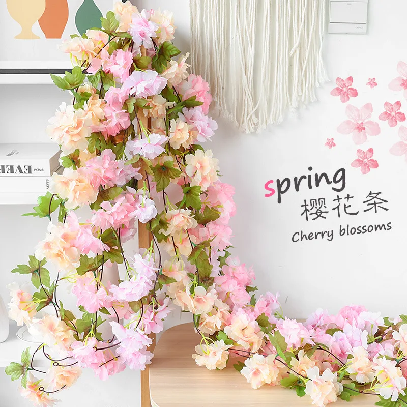2.3m Artificial Cherry Blossom Flower Rattan Wedding Ivy Decoration Fake Silk Flower Vine Party Arch Home Decor
2.3m Artificial Cherry Blossom Flower Rattan Wedding Ivy Decoration Fake Silk Flower Vine Party Arch Home Decor