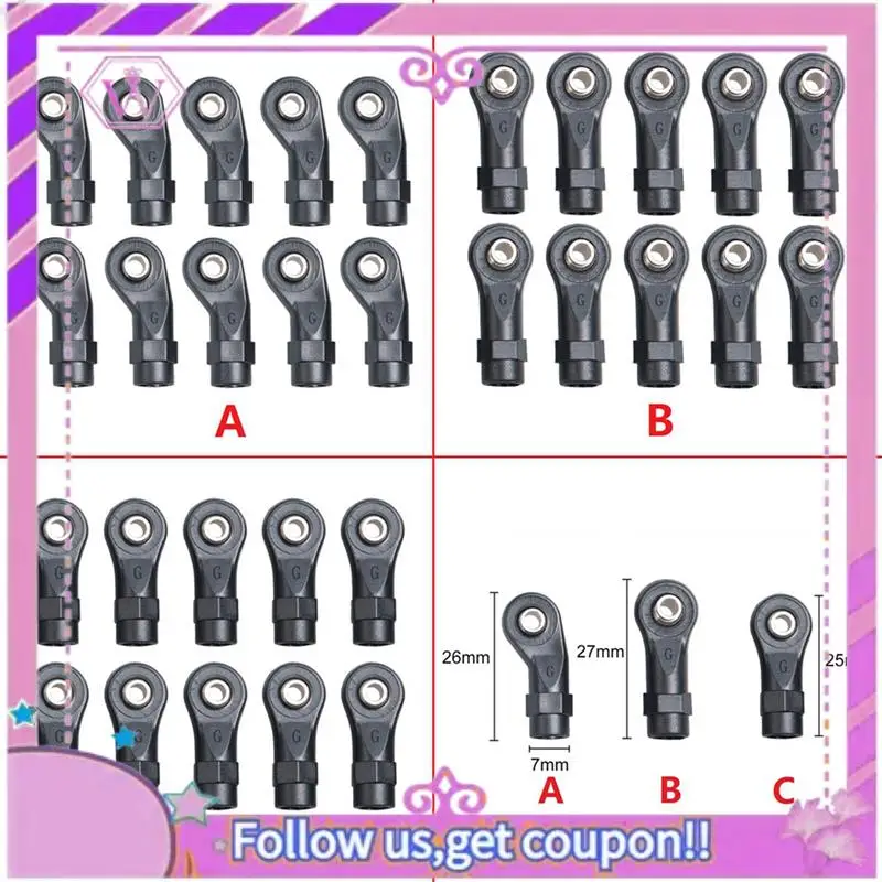 Upgraded 60PCS Plastic M4 Rod Ends Link Balls Head Linkage Joint For 1/10 RC Crawler Car TRAXXAS TRX-4 TRX4 Parts Accessories
Upgraded 60PCS Plastic M4 Rod Ends Link Balls Head Linkage Joint For 1/10 RC Crawler Car TRAXXAS TRX-4 TRX4 Parts Accessories