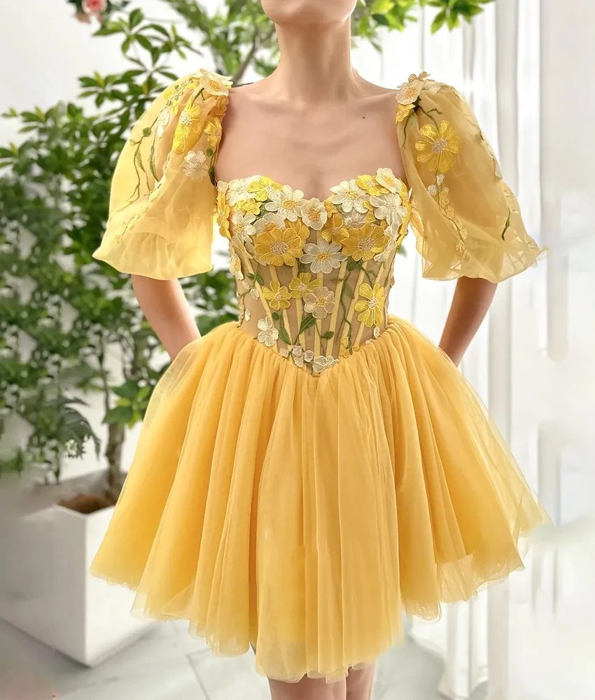 Customized Graceful Organza A-Line Appliques Flowers Evening Dress Delicate Half Sleeves Sweetheart فساتين سهرات 
Customized Graceful Organza A-Line Appliques Flowers Evening Dress Delicate Half Sleeves Sweetheart فساتين سهرات