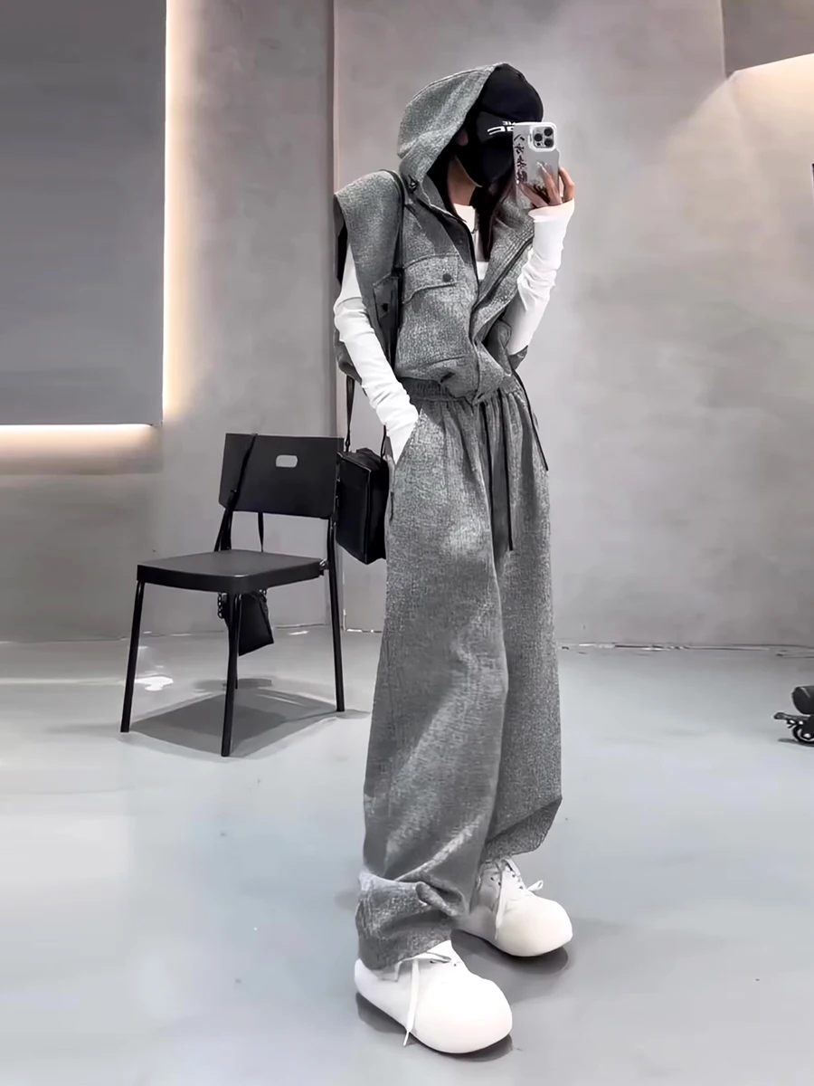 Retro Design Sleeveless Hoodie Vest High Waist Wide Leg Pants Set Women's Fashion Spring 2026 New Arrival Polyester Zipper
Retro Design Sleeveless Hoodie Vest High Waist Wide Leg Pants Set Women's Fashion Spring 2026 New Arrival Polyester Zipper
