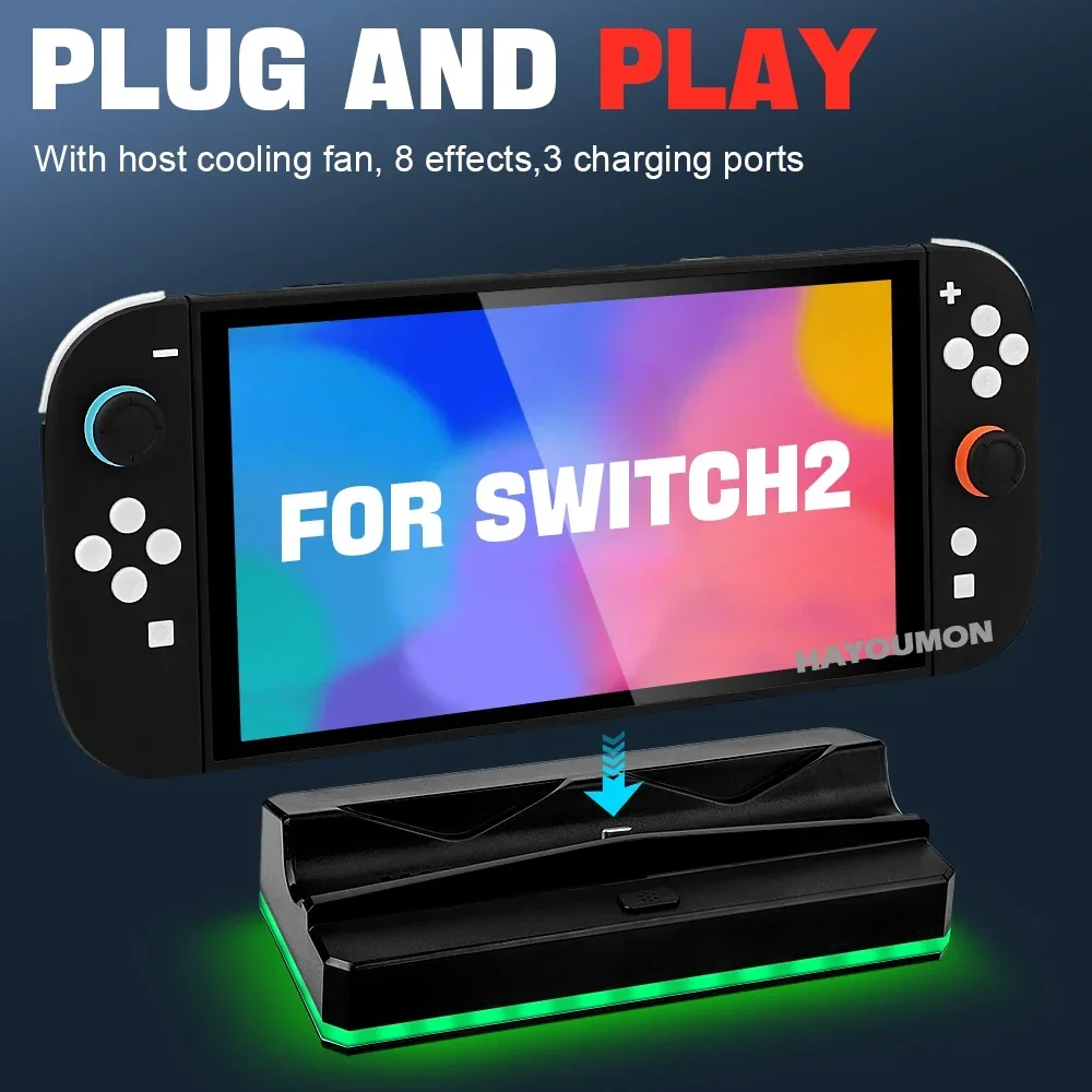 Портативная зарядная док-станция для NS Switch 2 с охлаждающим вентилятором, портом USB 3.0 и 8 RGB-подсветками для игровой консоли Switch 2, аксессуары
Портативная зарядная док-станция для NS Switch 2 с охлаждающим вентилятором, портом USB 3.0 и 8 RGB-подсветками для игровой консоли Switch 2, аксессуары