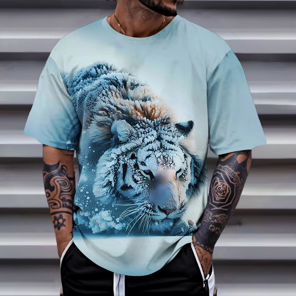 Men's comfortable and casual snow tiger 3D printed T-shirt, summer street fashion O-neck top, short sleeved men's outfit
Men's comfortable and casual snow tiger 3D printed T-shirt, summer street fashion O-neck top, short sleeved men's outfit