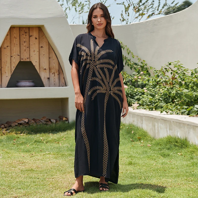 Soft Breathable Cotton Beach Cover Up Dress Flowy Floral Kaftan Robe for Women Tropical Vacation Swimwear Layer
Soft Breathable Cotton Beach Cover Up Dress Flowy Floral Kaftan Robe for Women Tropical Vacation Swimwear Layer