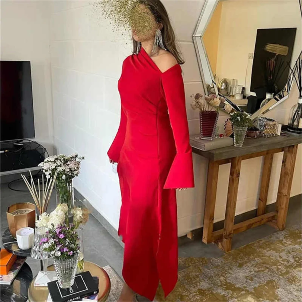 Chiffon Formal Dress Asymmetrical One Shoulder Long Sleeve Irregular Hem Ankle Length Dress for Banquet Party Prom Cocktail Form
Chiffon Formal Dress Asymmetrical One Shoulder Long Sleeve Irregular Hem Ankle Length Dress for Banquet Party Prom Cocktail Form