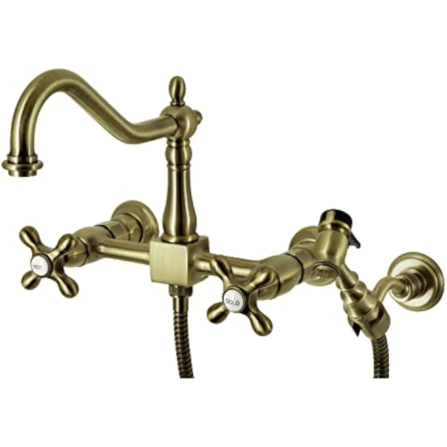 Ks1243Axbs Heritage 8-Inch Wall Mount Kitchen Faucet with Brass Sprayer, Antique Brass
Ks1243Axbs Heritage 8-Inch Wall Mount Kitchen Faucet with Brass Sprayer, Antique Brass