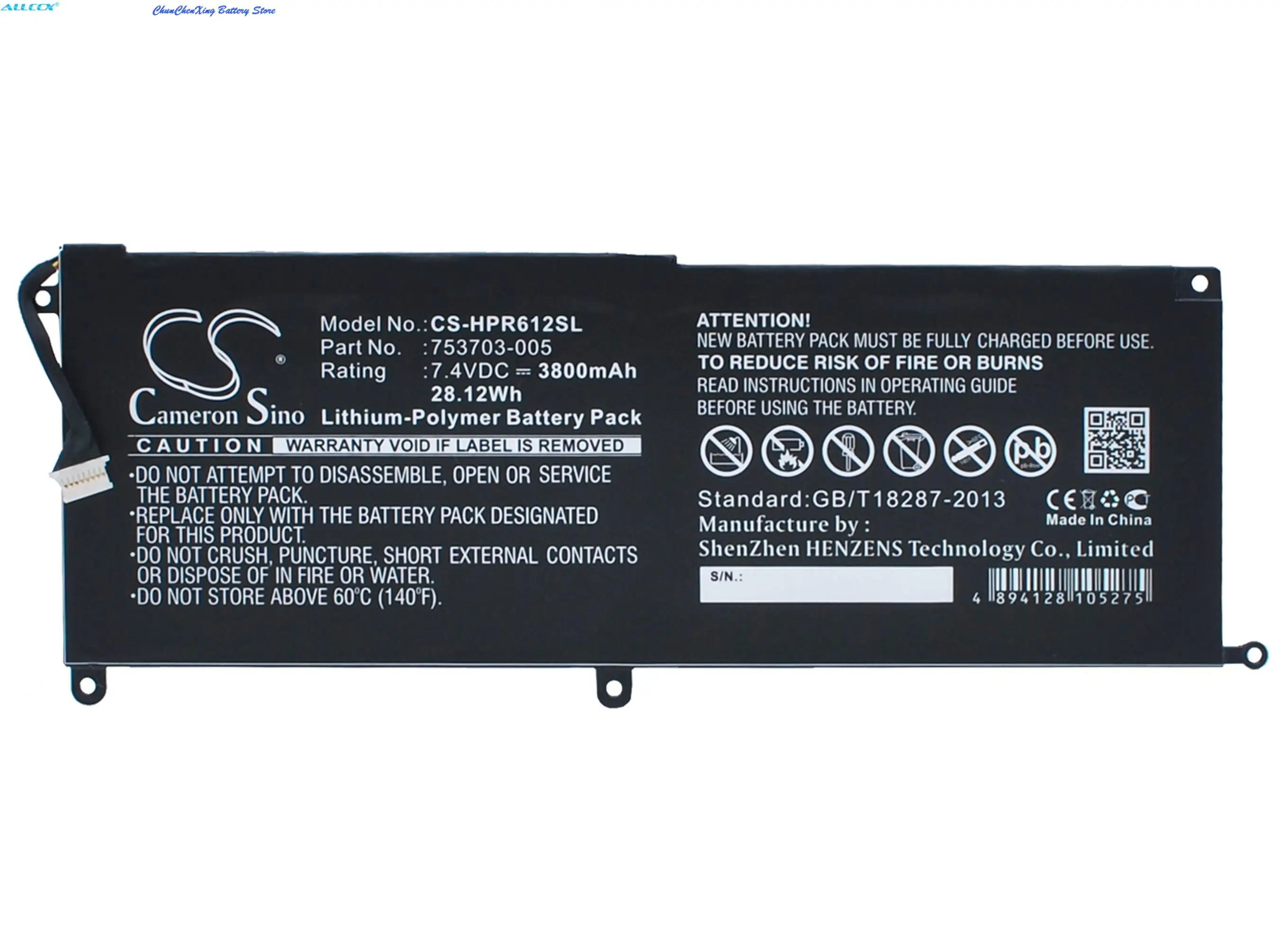 Cameron Sino 3800mAh Battery 753329-1C1, 753703-005, KK04XL for HP Pro x2 612 G1
Cameron Sino 3800mAh Battery 753329-1C1, 753703-005, KK04XL for HP Pro x2 612 G1