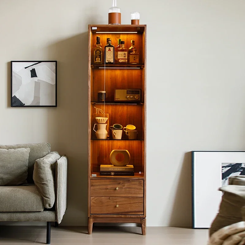 North American black walnut solid wood storage locker modern light luxury glass wine cabinet display
North American black walnut solid wood storage locker modern light luxury glass wine cabinet display