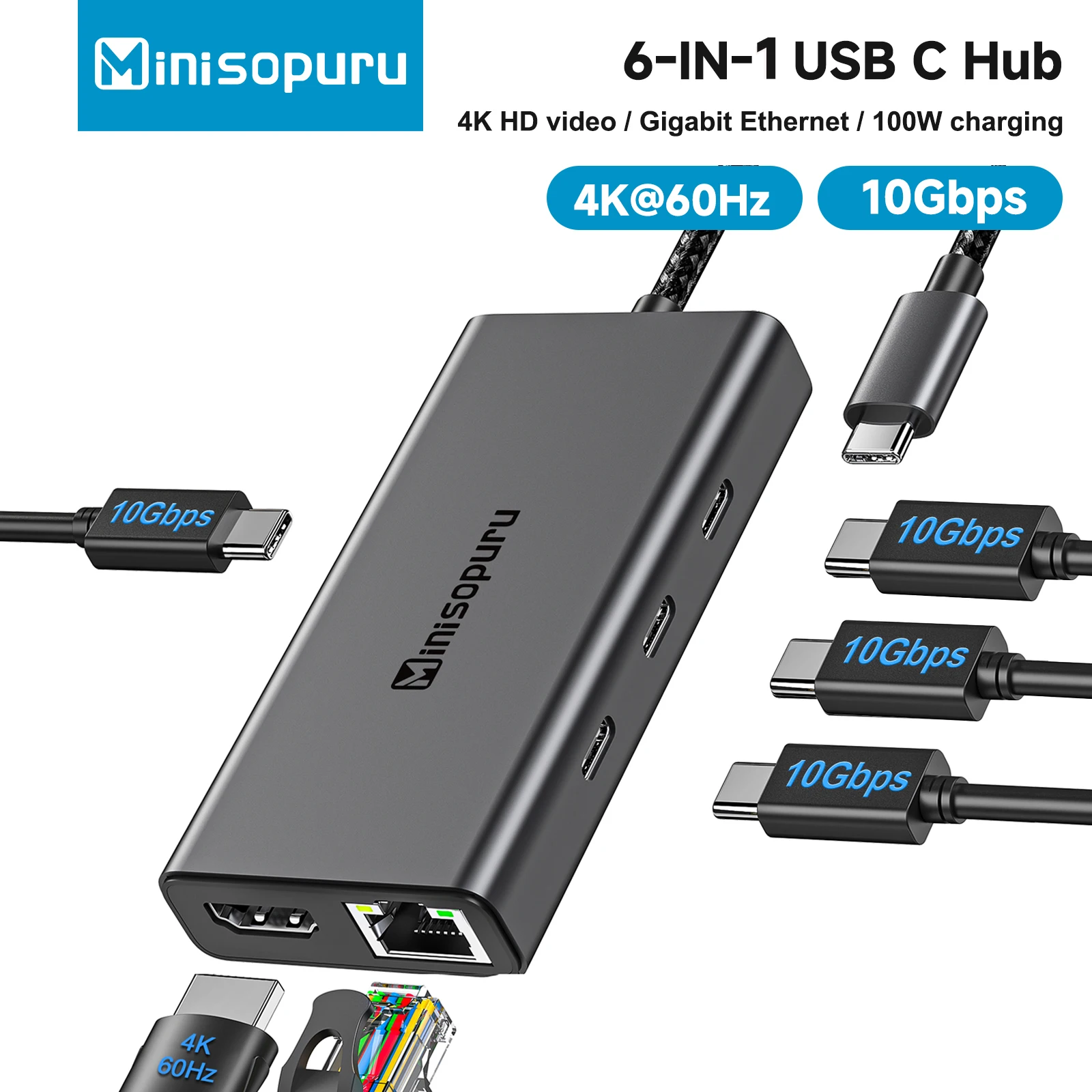 Minisopuru USB C-концентратор с 4K HDMI Ethernet PD 100 Вт, 10 Гбит/с, многопортовый адаптер USB C для MacBook Pro iMac XPS Chromebook
Minisopuru USB C-концентратор с 4K HDMI Ethernet PD 100 Вт, 10 Гбит/с, многопортовый адаптер USB C для MacBook Pro iMac XPS Chromebook