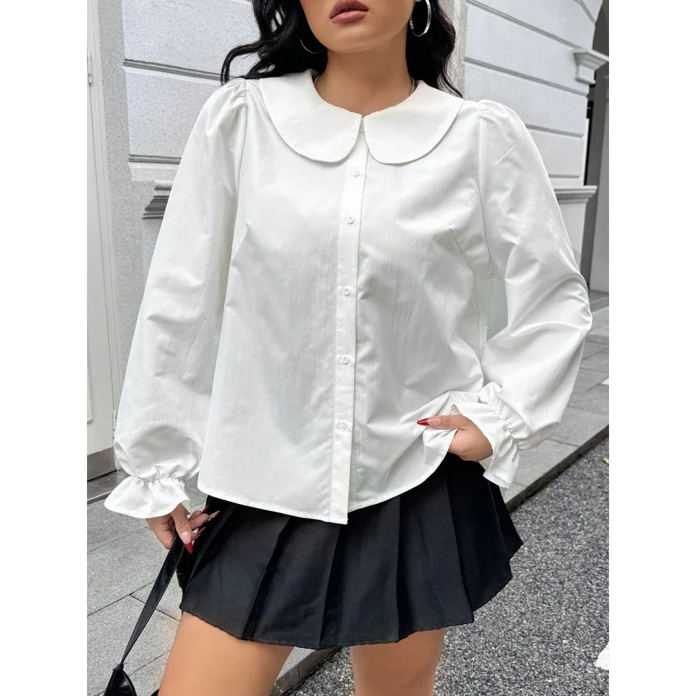 Высококачественные однотонные женские рубашки, модные топы с длинными рукавами и детскими воротниками/новые кардиганы для женщин, которые можно носить внутри. 
Высококачественные однотонные женские рубашки, модные топы с длинными рукавами и детскими воротниками/новые кардиганы для женщин, которые можно носить внутри.