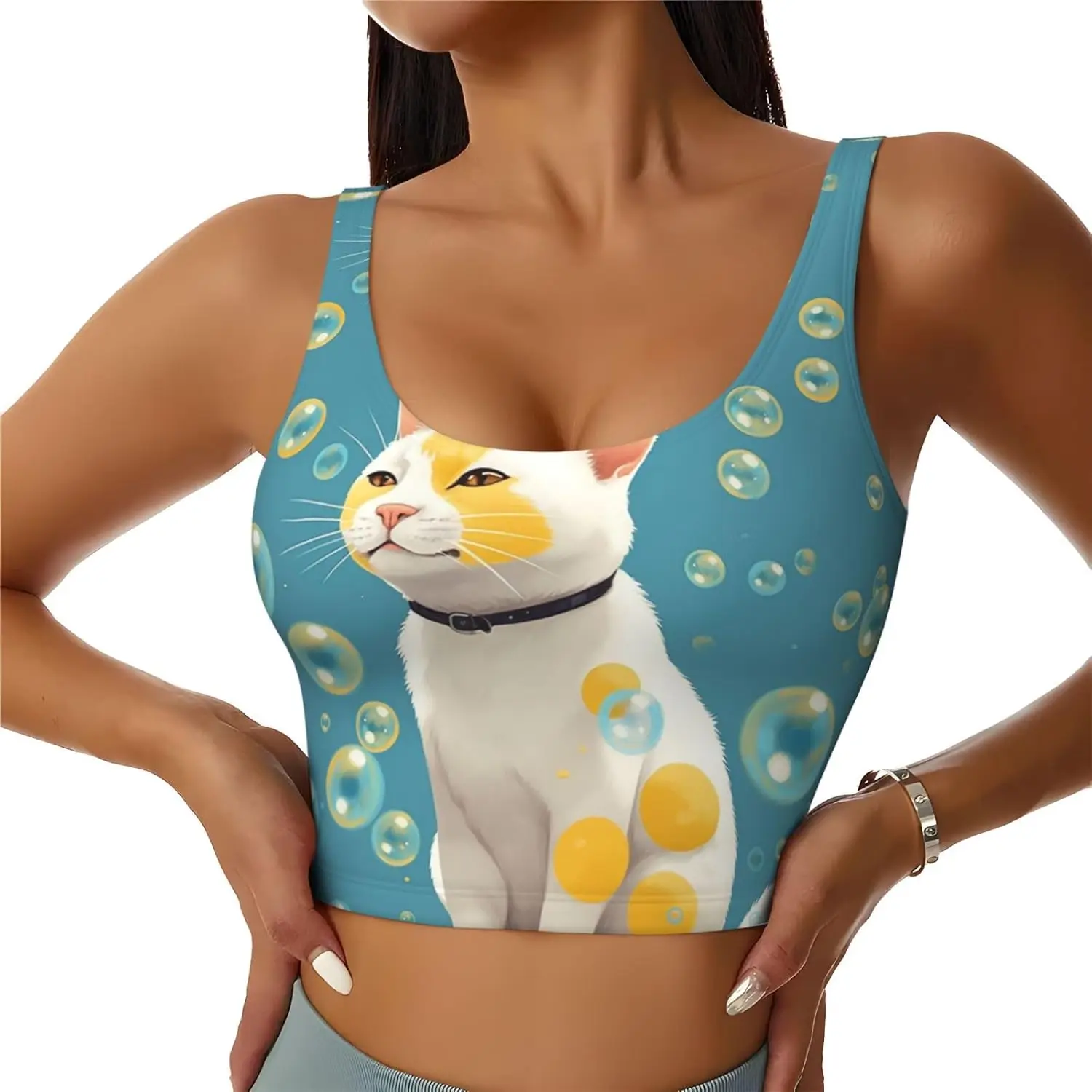 Sports Bras for Women, U Back Removable Womens Tank Tops Many Bubbles and A Cat Funny Yoga Print Workout Bras
Sports Bras for Women, U Back Removable Womens Tank Tops Many Bubbles and A Cat Funny Yoga Print Workout Bras