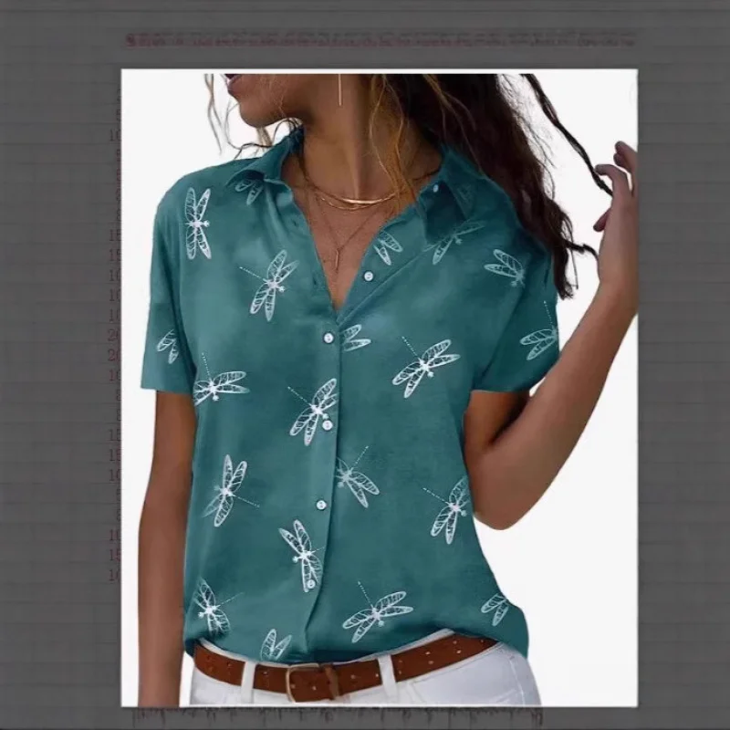 New Hot-Selling Women's Shirt2025Summer New Dragonfly Flower Print Short Sleeve Shirt
New Hot-Selling Women's Shirt2025Summer New Dragonfly Flower Print Short Sleeve Shirt